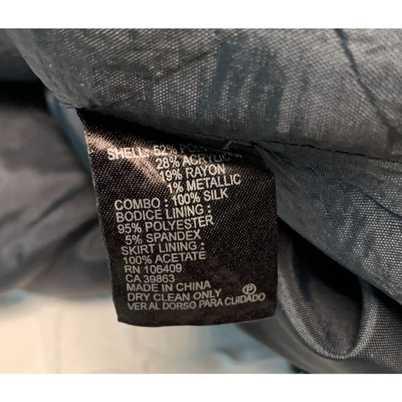 Antonio Melani Knee Length Cocktail Dress Sz 10 Metallic Blue V Neck Back Zip - Picture 7 of 7